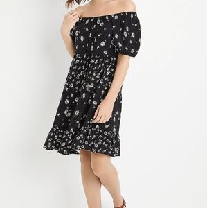 Maurices - Women's Black Daisy Off the Shoulder Babydoll Dress - Size Small